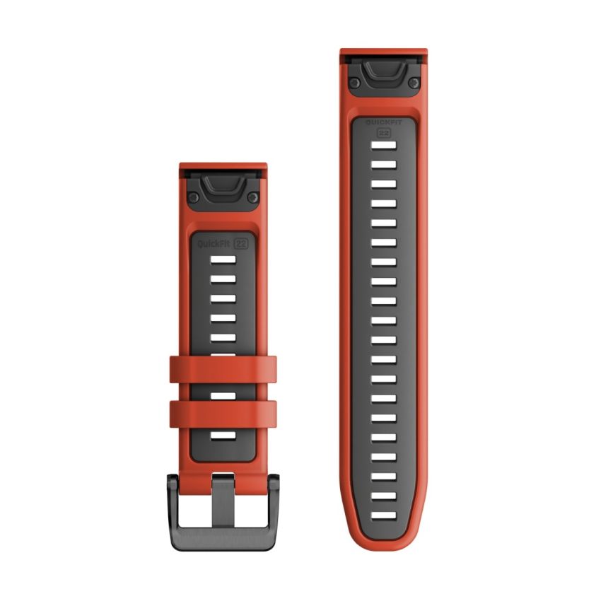 Cinturino QuickFit® 22 Silicone, Flame Red & Graphite-Cinturino-GARMIN-Gioielleria Granarelli