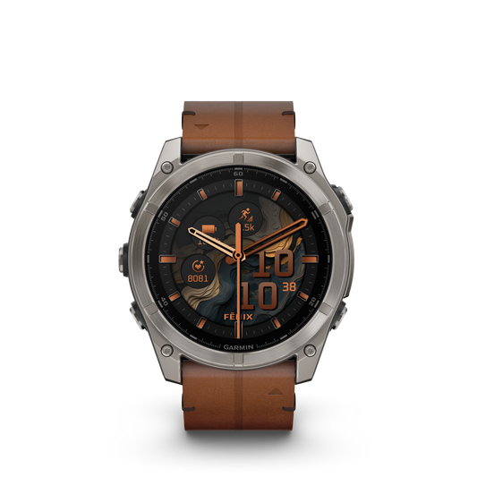 fēnix® 8 - 51 mm, AMOLED Titanio con cinturino in pelle-Orologi-GARMIN-Gioielleria Granarelli