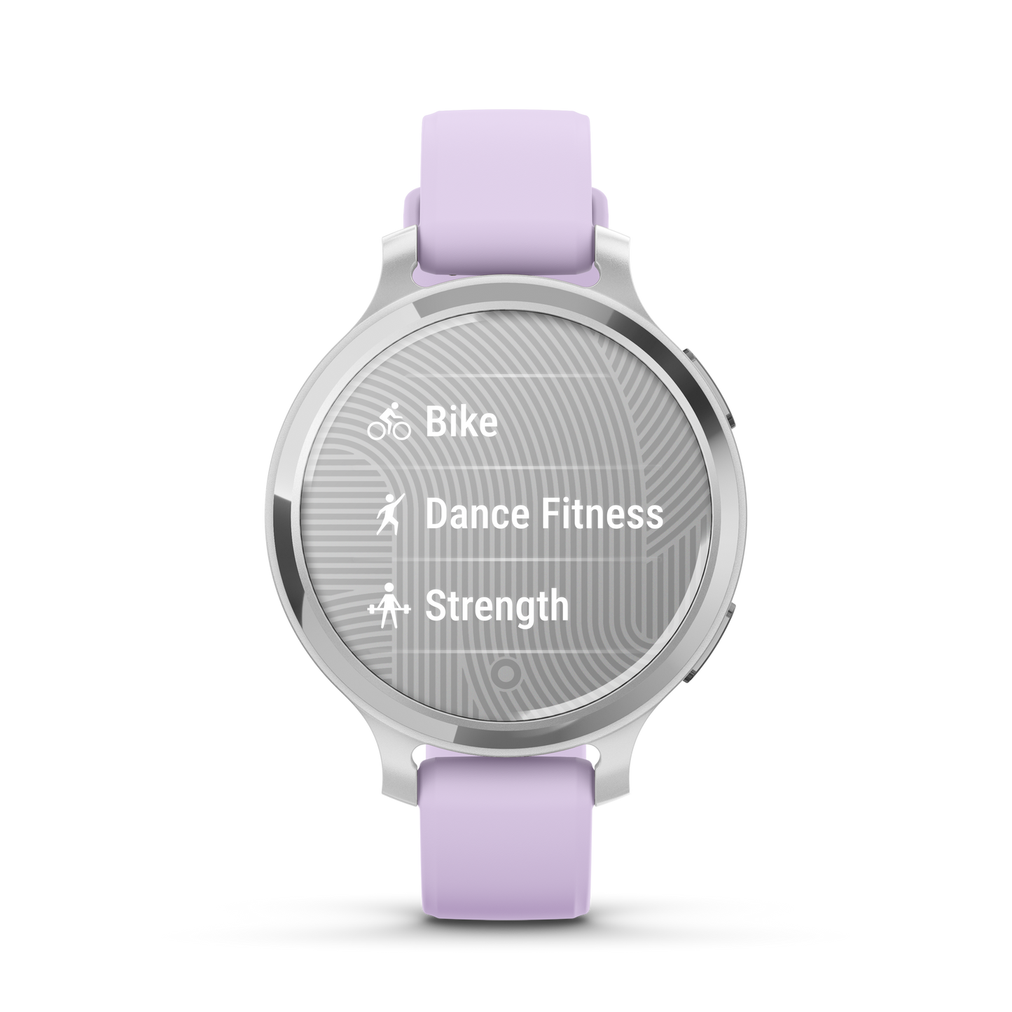 Lily® 2 Active - Silver con cinturino in silicone Purple Jasmine-Orologi-GARMIN-Gioielleria Granarelli